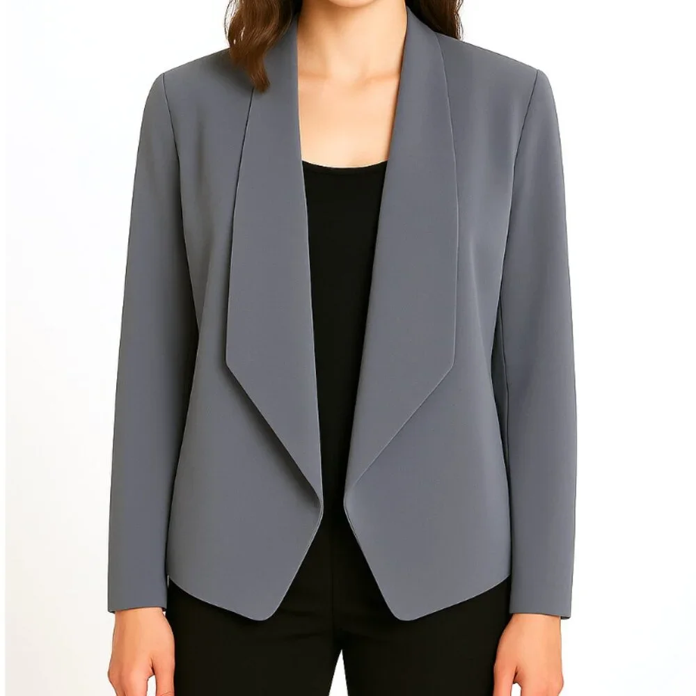 Banana Republic | Blazer Open Drape Front Flyaway Soft Blazer in Gray | Size 6 - Picture 1 of 12